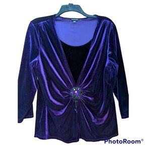 Notations Purple Party Velvet Blouse Large